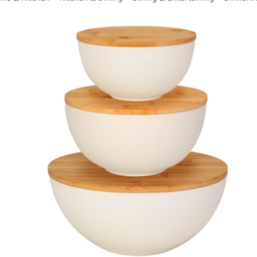 New Bamboo Lid cream Bowl Set